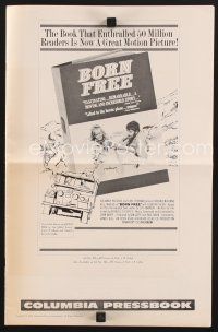 2h156 BORN FREE pressbook '66 Virginia McKenna & Bill Travers with Elsa the lioness!