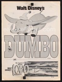 2h178 DUMBO/LEGEND OF LOBO pressbook '72 Walt Disney double-bill, Elephants & Wolves!