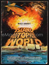 2h191 ISLAND AT THE TOP OF THE WORLD pressbook '74 Disney's adventure beyond imagination, cool art!