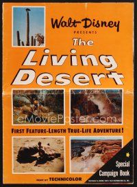 2h199 LIVING DESERT pressbook '53 1st feature-length Disney True-Life adventure, snakes & tortoises!