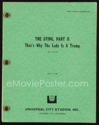 2h257 STING 2 first draft script May 5, 1981, screenplay by David S. Ward, great working title!