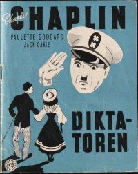 2h371 GREAT DICTATOR Danish program '47 Charlie Chaplin directs and stars, great different art!