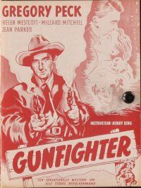 2h372 GUNFIGHTER Danish program R60s great different images & artwork of cowboy Gregory Peck!