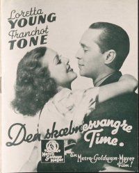 2h387 UNGUARDED HOUR Danish program '36 different images of pretty Loretta Young & Franchot Tone!