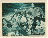 2j013 ABANDON SHIP LC #8 '57 Tyrone Power & 25 survivors in a lifeboat which can hold only 12!