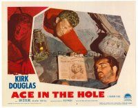 2j022 ACE IN THE HOLE LC #3 '51 Kirk Douglas shows newspaper to trapped Richard Benedict!