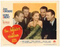 2j030 AFFAIRS OF SUSAN LC #5 '45 super close up of Joan Fontaine + surrounded by suitors!