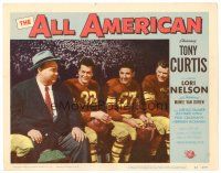 2j034 ALL AMERICAN LC #5 '53 football player Tony Curtis sitting on the bench with teammates!