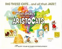 2j052 ARISTOCATS TC R73 Walt Disney feline jazz musical cartoon, great colorful image!