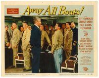 2j062 AWAY ALL BOATS LC #5 '56 soldiers watch Jeff Chandler confront Charles McGraw in pajamas!