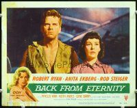2j063 BACK FROM ETERNITY LC #6 '56 super close up of that sexy Keith Andes & Phyllis Kirk!