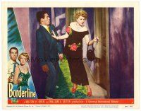 2j134 BORDERLINE LC #4 '50 Claire Trevor pushes Raymond Burr out of her way to unlock door!