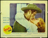 2j252 DUEL IN THE SUN LC #3 '47 best romantic close up of Jennifer Jones kissing Gregory Peck!