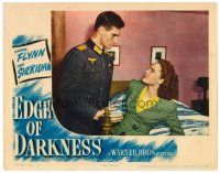 2j255 EDGE OF DARKNESS LC '42 scared Nancy Coleman stares up at creepy Helmut Dantine!