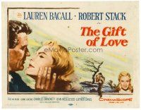 2j316 GIFT OF LOVE TC '58 great romantic close up art of Lauren Bacall & Robert Stack!