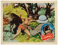 2j339 GORILLA WOMAN LC '40s great artwork of naked native woman protecting gorilla from hunter!