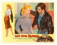 2j381 HOT ROD RUMBLE LC '57 close up of leather jacketed teen putting the moves on sexy blonde!