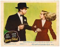2j433 JOHNNY O'CLOCK LC #5 '46 great image of Dick Powell w/gun roughing up Evelyn Keyes!