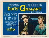 2j488 LUCY GALLANT LC #5 '55 close up of Claire Trevor smiling at Charlton Heston in car!