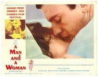 2j498 MAN & A WOMAN LC #1 '66 Claude Lelouch, best romantic c/u of Anouk Aimee & Trintignant!