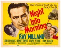 2j576 NIGHT INTO MORNING TC '51 great dramatic art of alcoholic Ray Milland & family!