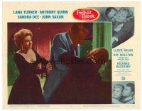 2j629 PORTRAIT IN BLACK LC #2 '60 Lana Turner tries to stop Anthony Quinn from choking Lloyd Nolan!