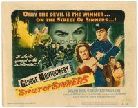 2j779 STREET OF SINNERS TC '57 George Montgomery, only the Devil is the winner here!