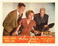 2j821 THELMA JORDON LC #1 '50 Paul Kelly shows necklace to Barbara Stanwyck & Wendell Corey!