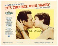 2j866 TROUBLE WITH HARRY LC #2 '55 Alfred Hitchcock, c/u of John Forsythe kissing Shirley MacLaine!
