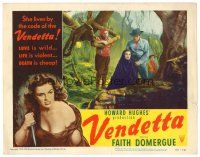 2j903 VENDETTA LC #3 '50 Howard Hughes, cloaked Faith Domergue in forest with men & boy!