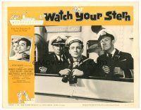 2j921 WATCH YOUR STERN LC #7 '61 close up of Kenneth Connor & Naval officers with binoculars!