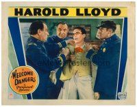 2j926 WELCOME DANGER LC '29 three tough cops threaten to beat scared Harold Lloyd!