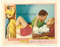 2j952 WICKED WOMAN LC #7 '53 romantic close up of bad girl Beverly Michaels & Richard Egan!