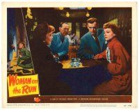 2j968 WOMAN ON THE RUN LC #2 '50 Ann Sheridan & Dennis O'Keefe talk to Joan Shawlee at bar!