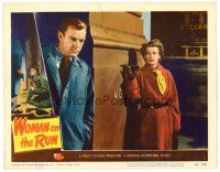 2j969 WOMAN ON THE RUN LC #7 '50 worried Ann Sheridan stares at perplexed Dennis O'Keefe!