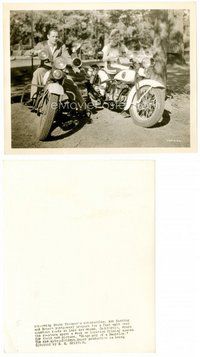 2k124 BIOGRAPHY OF A BACHELOR GIRL candid 8x10 still '34 Ann Harding & Montgomery on motorcycles!