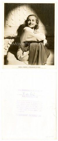 2k176 CAROLE LOMBARD 8x10 still '37 smiling close up of the beautiful actress sitting on bed!