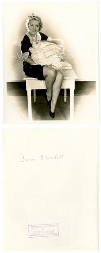 2k440 JOAN BLONDELL 8x10 still '30s full-length as a sexy maid holding sheets by Elmer Fryer!