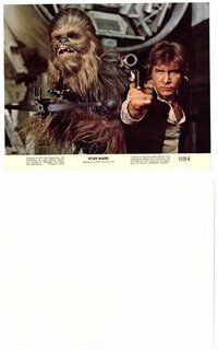 2k033 STAR WARS color 8x10 still '77 close up of Chewbacca & Harrison Ford as Han Solo!