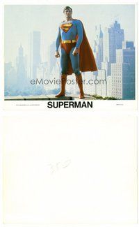 2k745 SUPERMAN 8x10 mini LC '78 full-length hero Christopher Reeve in costume on NY rooftop!