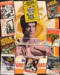 2m015 LOT OF 92 FOLDED CANADIAN & FRENCH POSTERS '50s-80s Return of the Dragon, Bride of the Hulk!