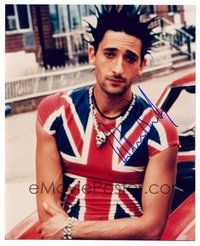 2m235 ADRIEN BRODY signed color 8x10 REPRO still '03 as a punk with wild hair & British flag shirt!