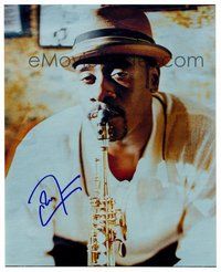 2m246 DON CHEADLE signed color 8x10 REPRO still '02 cool close up of the actor playing saxophone!
