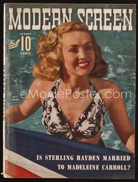 2m096 MODERN SCREEN magazine Aug 1942 sexy Betty Grable in swimsuit appearing in Footlight Parade!