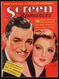 2m110 SCREEN ROMANCES magazine April 1936 art of Clark Gable & Myrna Loy by Earl Christy!