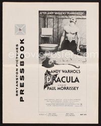 2m113 ANDY WARHOL'S DRACULA pressbook '74 Paul Morrissey, wild image of vampire Udo Kier over victim