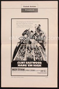 2m125 HANG 'EM HIGH pressbook '68 cowboys Clint Eastwood & Dennis Hopper, sexy Inger Stevens!
