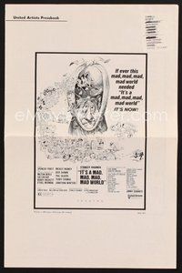 2m150 IT'S A MAD, MAD, MAD, MAD WORLD pressbook R70 great wacky art of entire cast by Jack Davis!