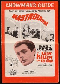2m156 LADYKILLER OF ROME pressbook '65 L'assassino, Marcello Mastroianni, today's most exciting star