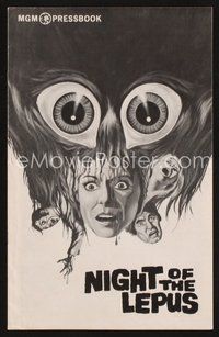 2m176 NIGHT OF THE LEPUS pressbook '72 cool monster art, how many eyes does horror have!